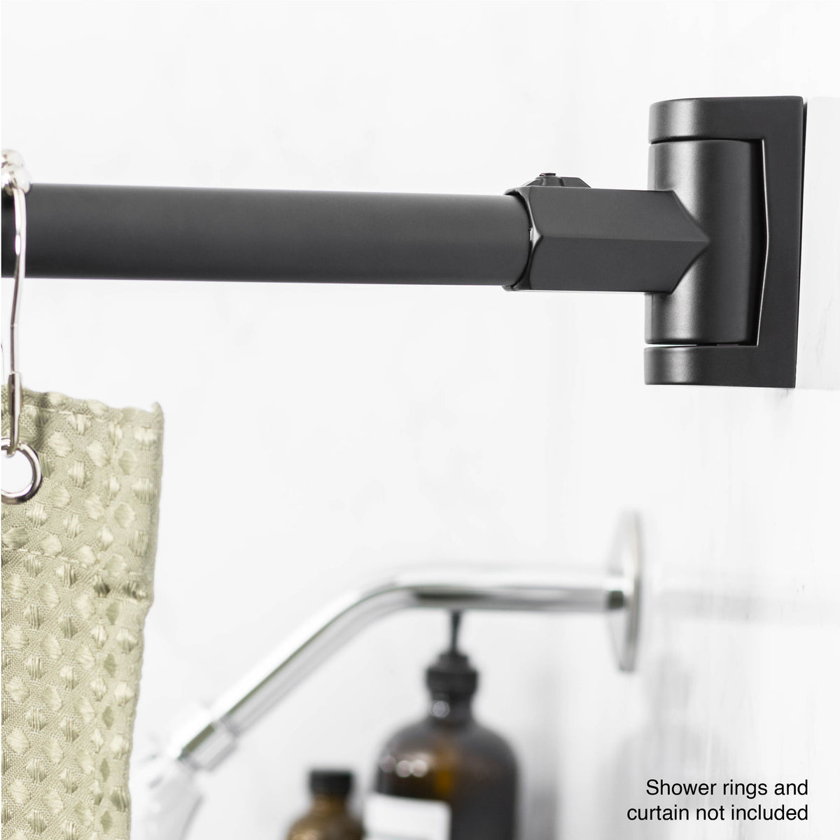 36 in. to 61 in. Curved Shower Rod (Black Finish)