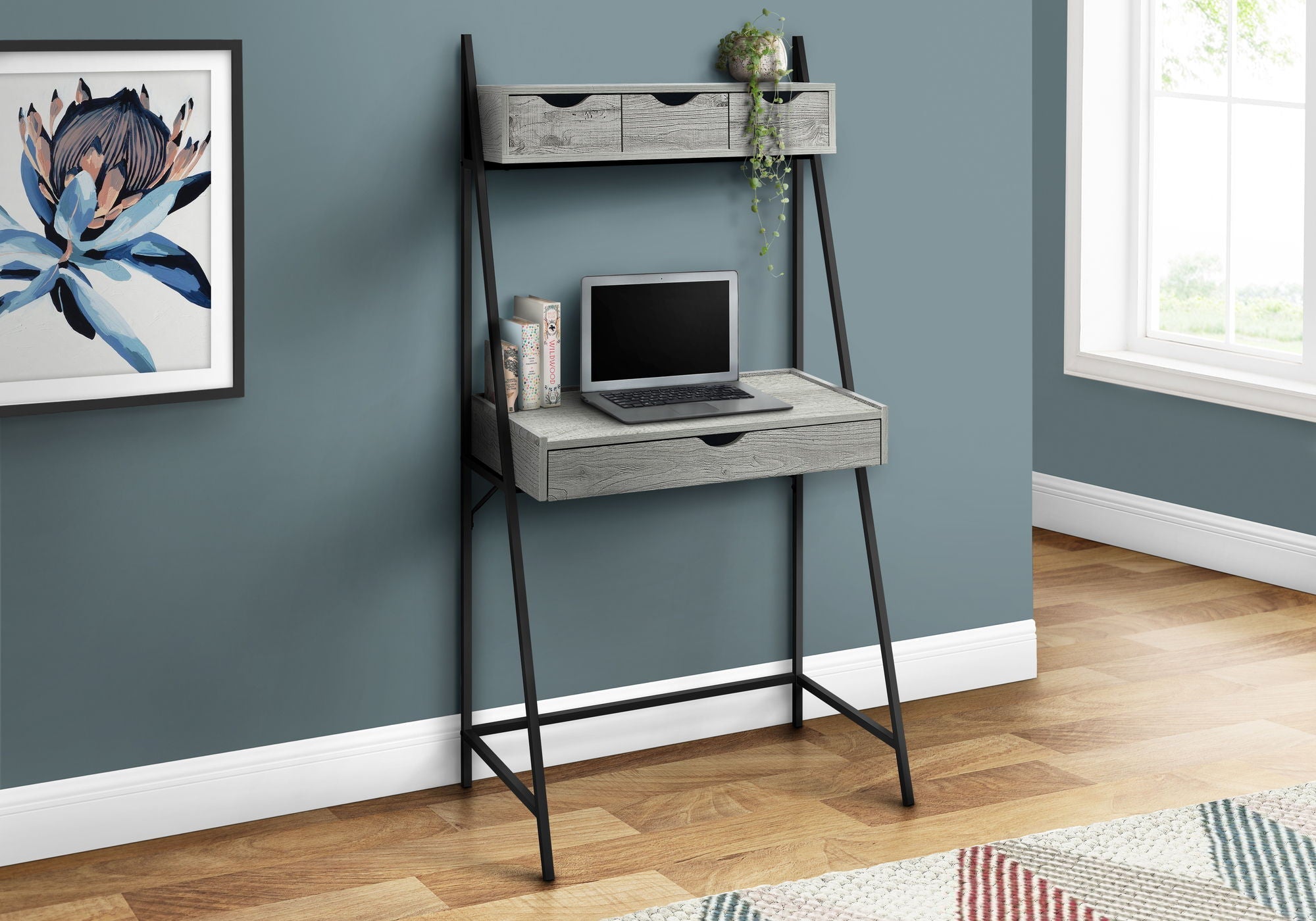 Contemporary Computer Desk for Home Office with Storage Drawers