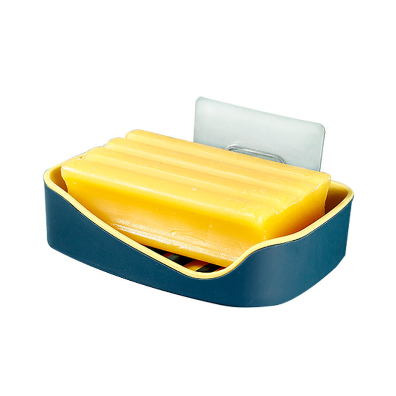 Contrast Color Drain Soap Box Double-Layer Storage Soap Box Bathroom Rack Strong Non-Marking Paste Soap Box