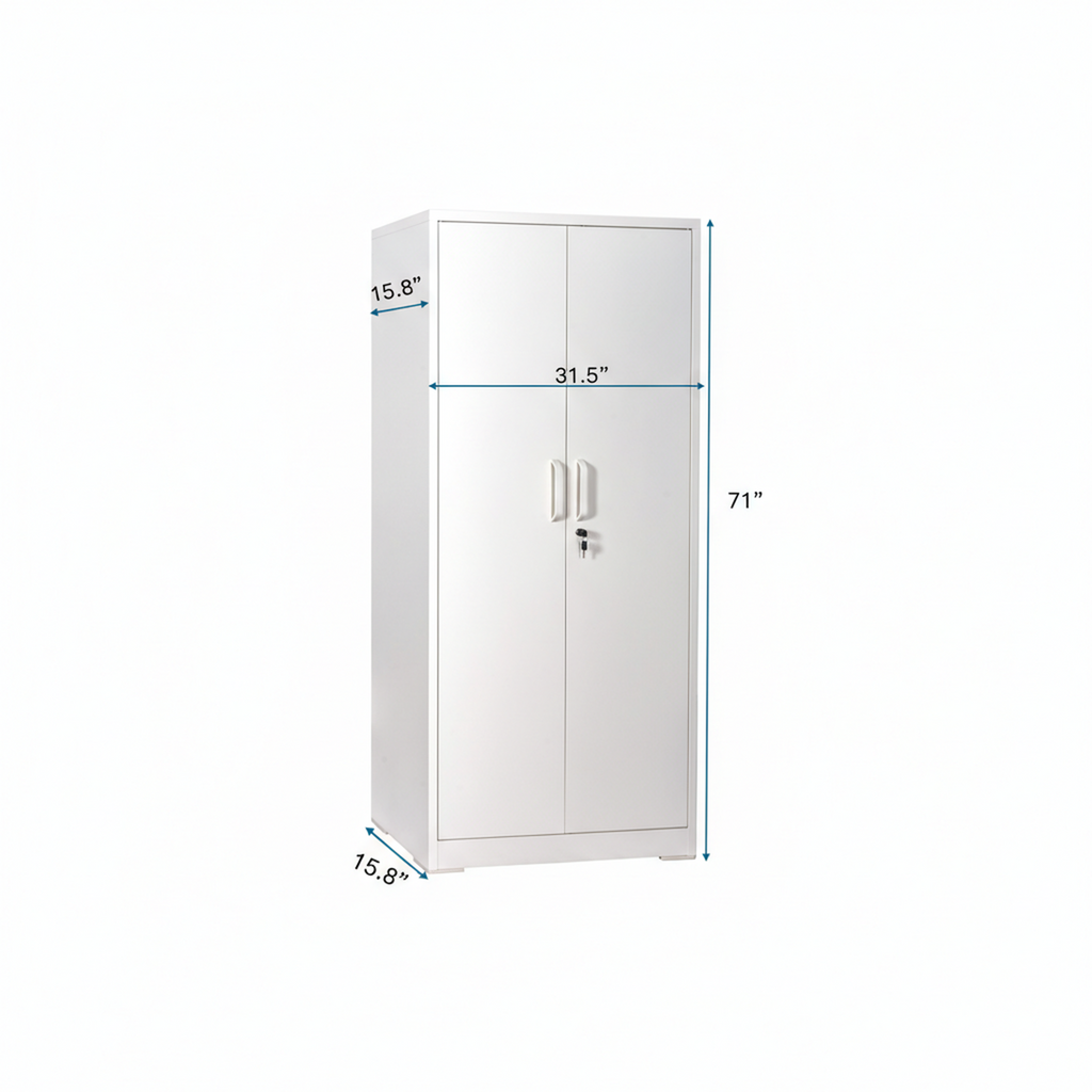 Container Furniture Direct Ironclad 71" Metal Storage Cabinet with Locking Doors and 4 Adjustable Shelves