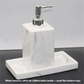 2pcs Bathroom Accessory Set, Marble Look, 500ml Soap Dispenser With Matching Tray, Elegant Countertop Decor