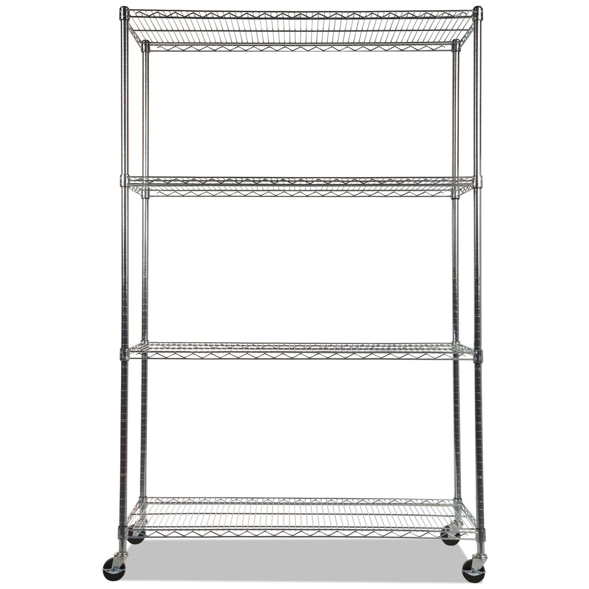 Alera NSF Certified 4-Shelf Wire Shelving Kit with Casters, 48w x 18d x 72h, Silver