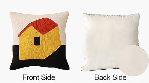 Fennco Styles Novelty House Knitted Decorative Throw Pillow Cover 18" W x 18" L – Multicolor Textured Cushion Case for Home, Couch, Sofa, Bedroom, Kids Room, Playroom and Office Décor