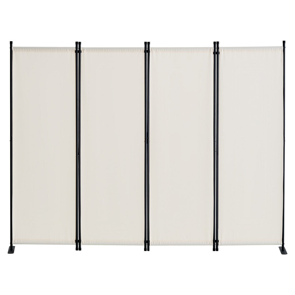 Room Divider,  4 Panel Room Dividers and Folding Privacy Screens, Fabric Partition Room Dividers for Office, Bedroom, Dining Room, Study, Freestanding, White