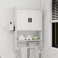 Bathroom Wall Cabinet with Doors, Adjustable Shelf, Towel Bar, and Paper Holder
