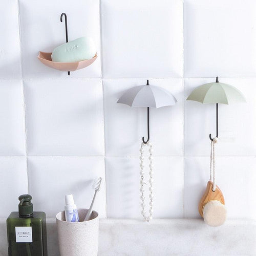 3Pcs/set Creative Umbrella Shape Hook Colorful Key Hanger Holder home Bedroom Wall decoration Accessories Wall Hanging Hooks Key Hangers Holder Towel Rack Multifunctional Hooks for Living Room Bedroom