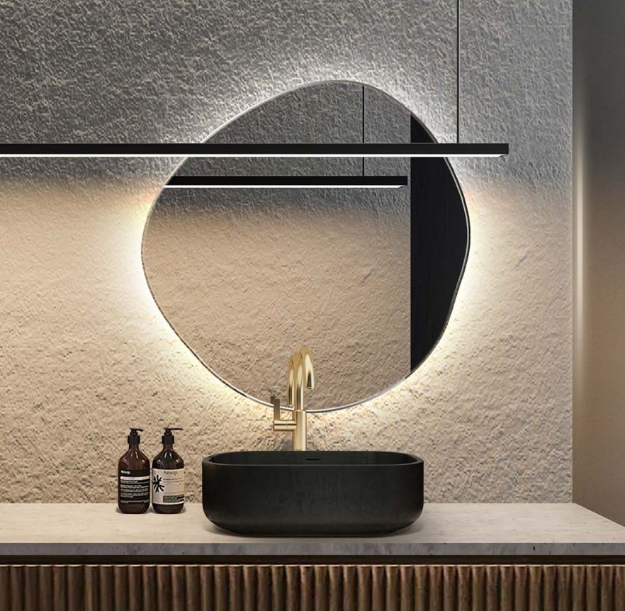 LED Bathroom Mirror – Round Backlit Wall Mirror with Touch Control, Modern Lighted Vanity Mirror Warm & Cool LED
