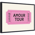 Pink Poster Retro Ticket Print, Amour Tour Dopamine Decor, Girly Wall Art, Trendy French Poster by Lucky Guava Framed Canvas Wall Art Print