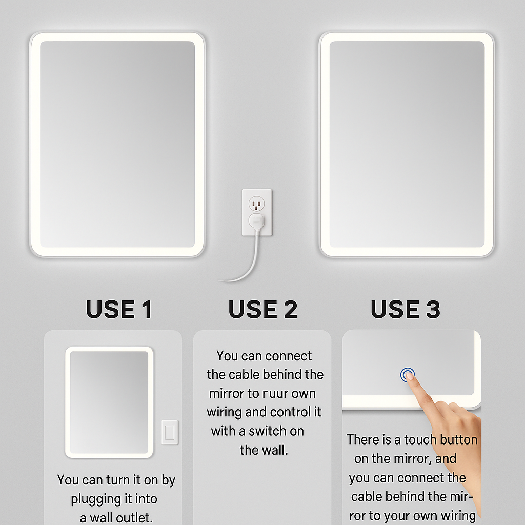 LED Bathroom Mirror – Round Backlit Wall Mirror with Touch Control, Modern Lighted Vanity Mirror Warm & Cool LED