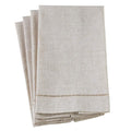 Fennco Styles Hemstitch Design Linen-Poly Guest Towels 14x22 Inch, Set of 4 – Natural Modern Hand Towels for Bathroom Decor, Bar Accessories, Wedding Gifts