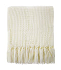 Fennco Styles Classic Waffle Weave Tassel Trim 50 x 60 Inch Throw - Grey Throw Blanket for Couch, Bedroom and Living Room Décor