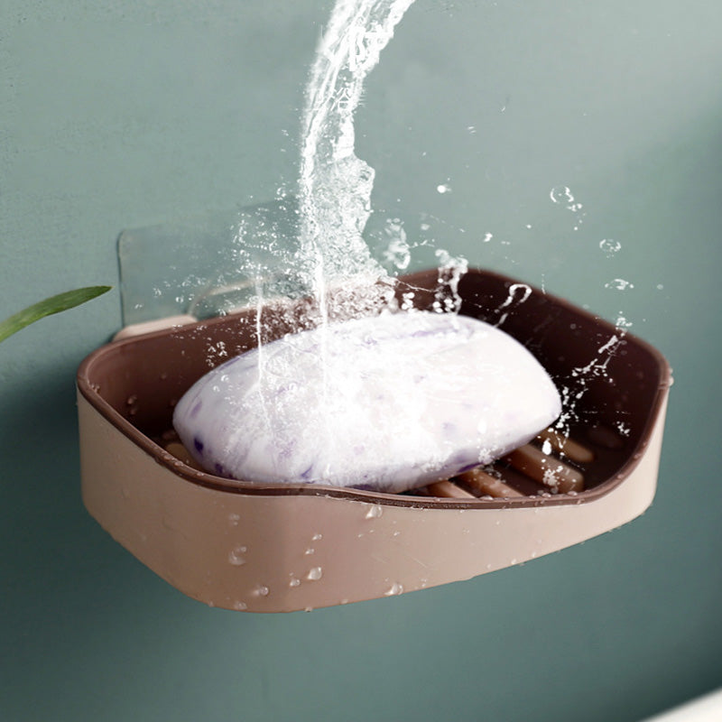 Contrast Color Drain Soap Box Double-Layer Storage Soap Box Bathroom Rack Strong Non-Marking Paste Soap Box