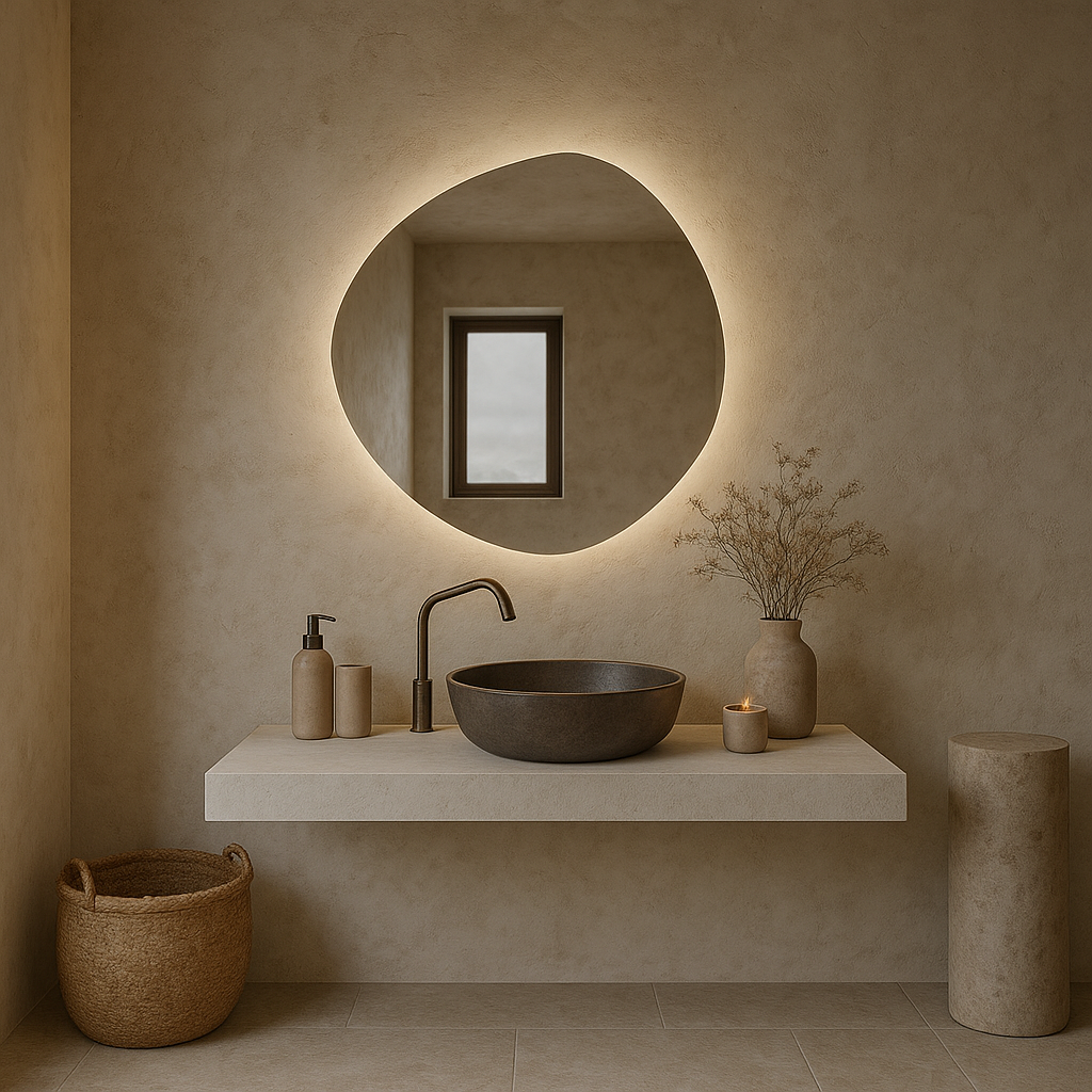 LED Bathroom Mirror – Round Backlit Wall Mirror with Touch Control, Modern Lighted Vanity Mirror Warm & Cool LED