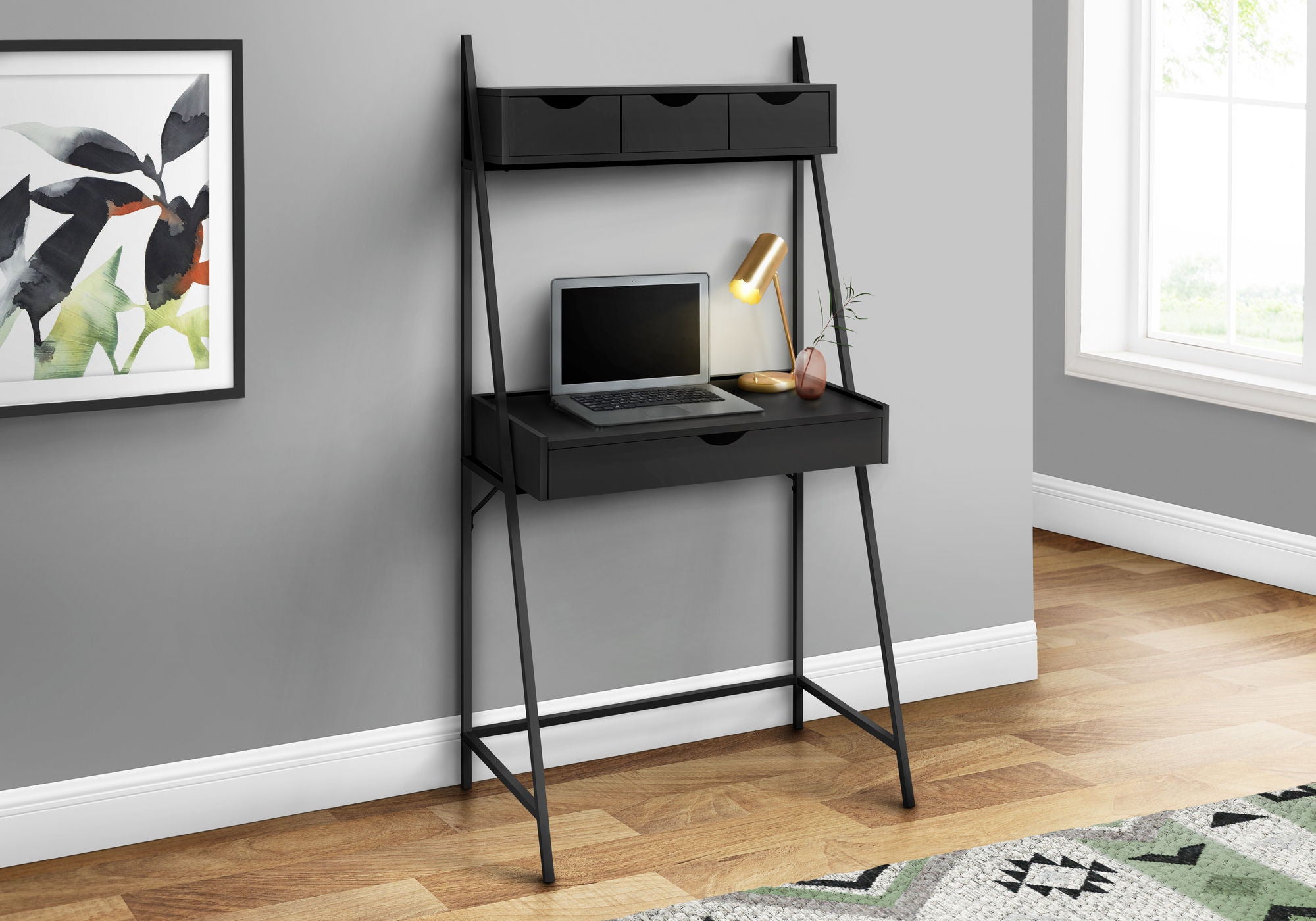 Contemporary Computer Desk for Home Office with Storage Drawers