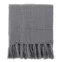 Fennco Styles Classic Waffle Weave Tassel Trim 50 x 60 Inch Throw - Grey Throw Blanket for Couch, Bedroom and Living Room Décor