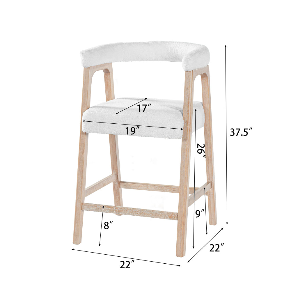 26" Counter Height Bar Stools with Back | Set of 2 Padded Kitchen Island & Dining Stools — Modern Minimalist Style