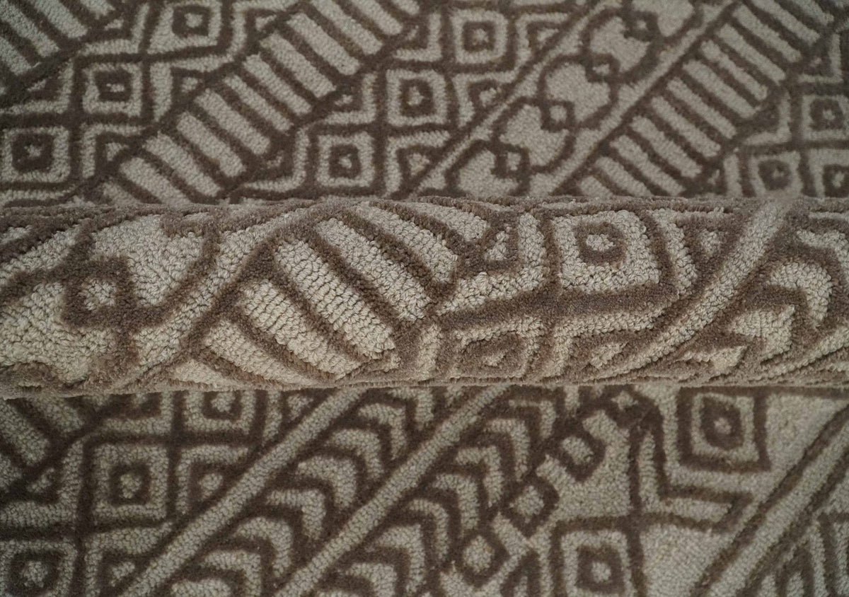 8x10 Hand Tufted Ivory and Bronze Stripes Pattern Rug Multi Size Living Room and Bedroom Rug | TRD6530810S