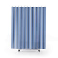 Elegant Slate Blue Stripe Shower Curtain – Coastal Modern Bathroom Decor
