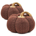 Pumpkin Ornament Decor For Holiday Harvest Festival Fall Festival & Thanksgiving (Set of 2) - Dark Brown