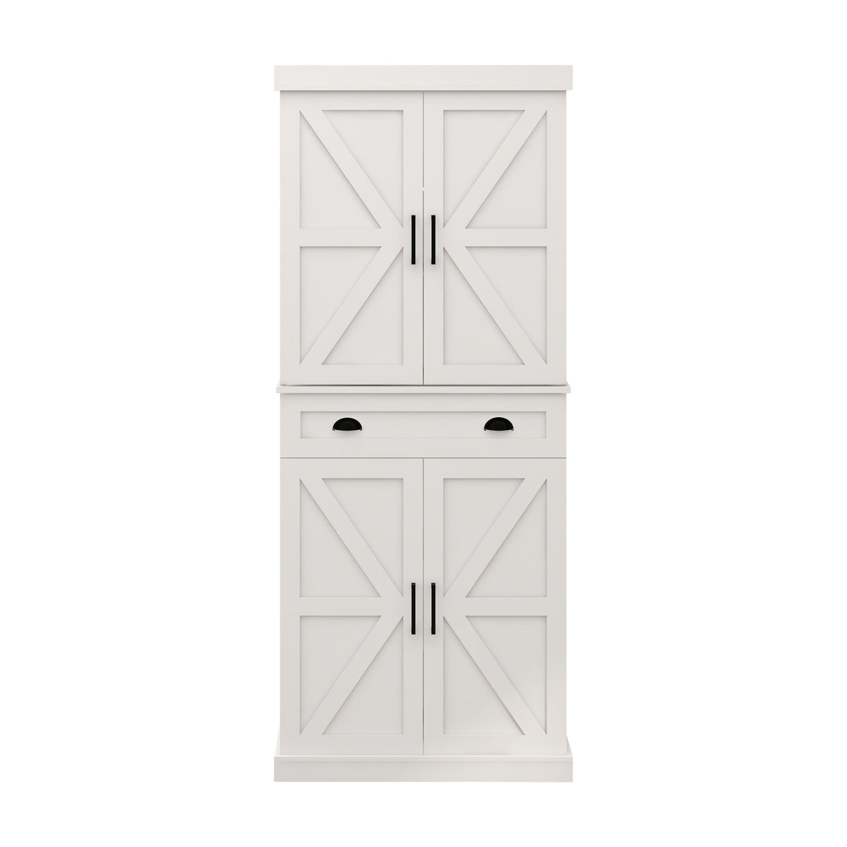 71" Kitchen Pantry Storage Cabinet with 4 Doors(2Doors with Racks)1 Drawer 2 Adjustable Shelves Freestanding Cupboard