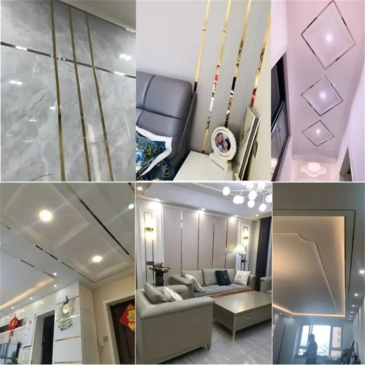 5M Stainless Steel Flat Decorative Line Self-adhesive Furniture Wall Sticker for Wall Ceiling Edge Strip Living Room Decoration