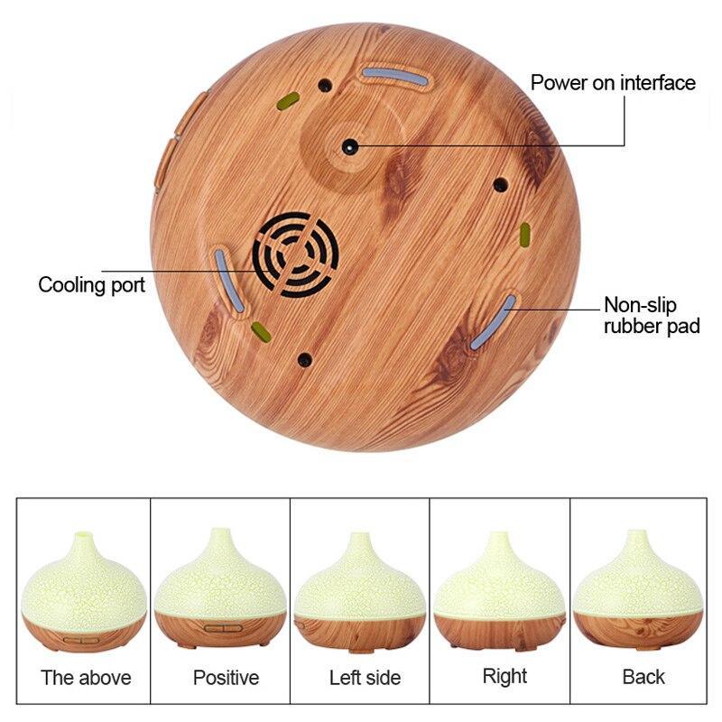 Modern Cracked Modern Design 400ml Air humidifier Aromatherapy Ultrasonic wood Aroma Essential Oil Diffuser 7 Changeable LED Colors For Home Office Living room Bedroom Decor Lamp
