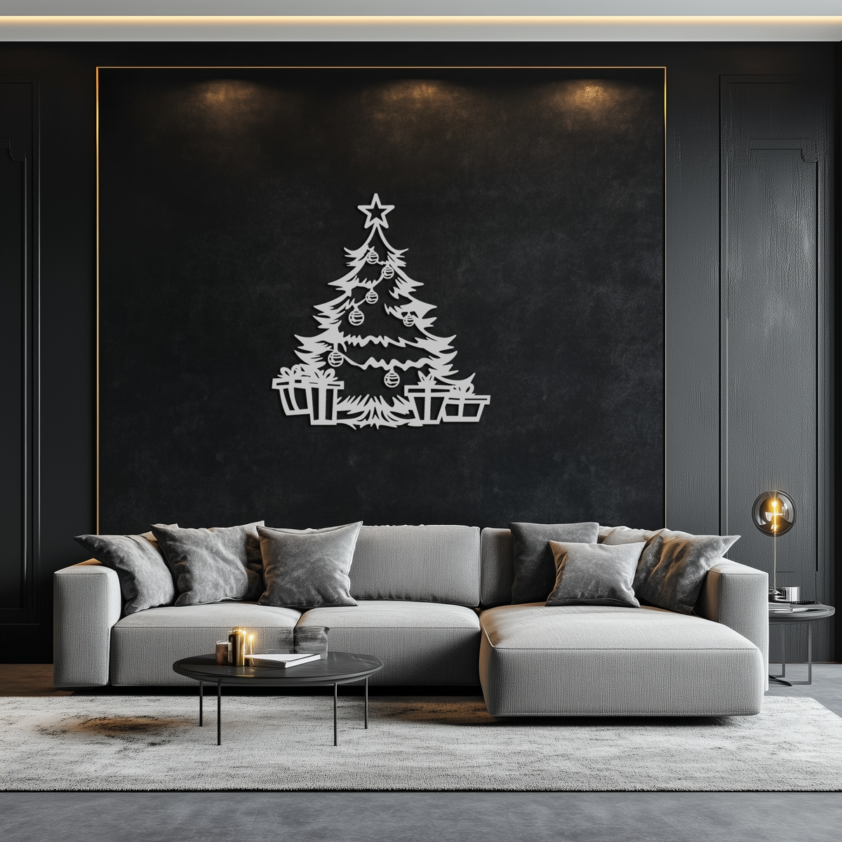 Christmas Tree Metal Wall Art - Festive Holiday Decor with Gifts- KAF298