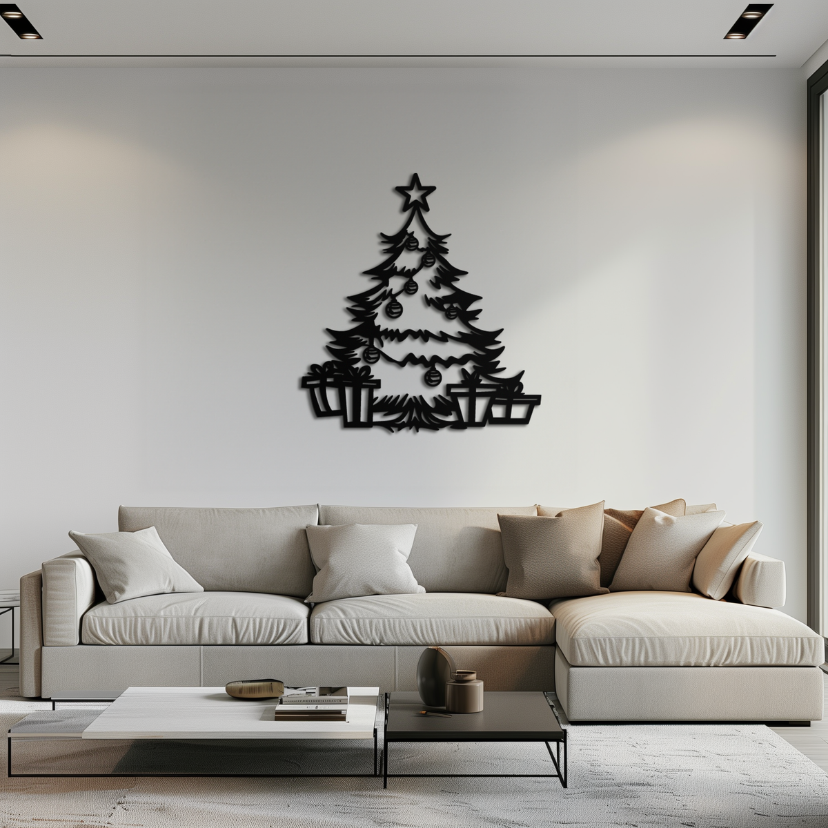 Christmas Tree Metal Wall Art - Festive Holiday Decor with Gifts- KAF298