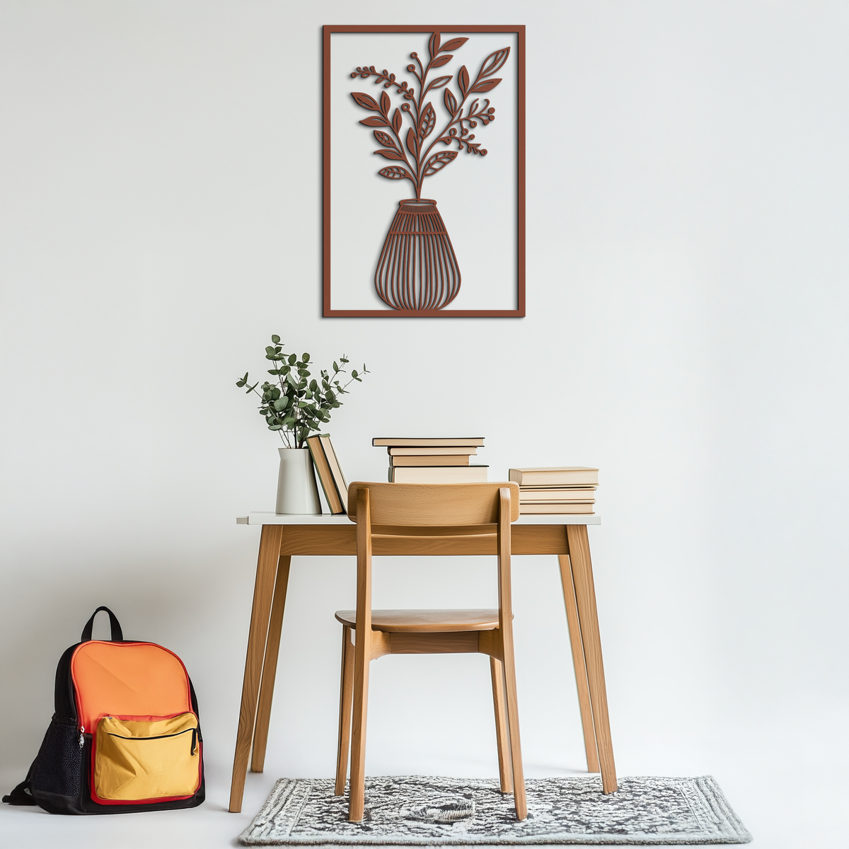 Botanical Vase Metal Wall Art – Elegant Plant Silhouette for Modern Nature-Inspired Decor- KAF357