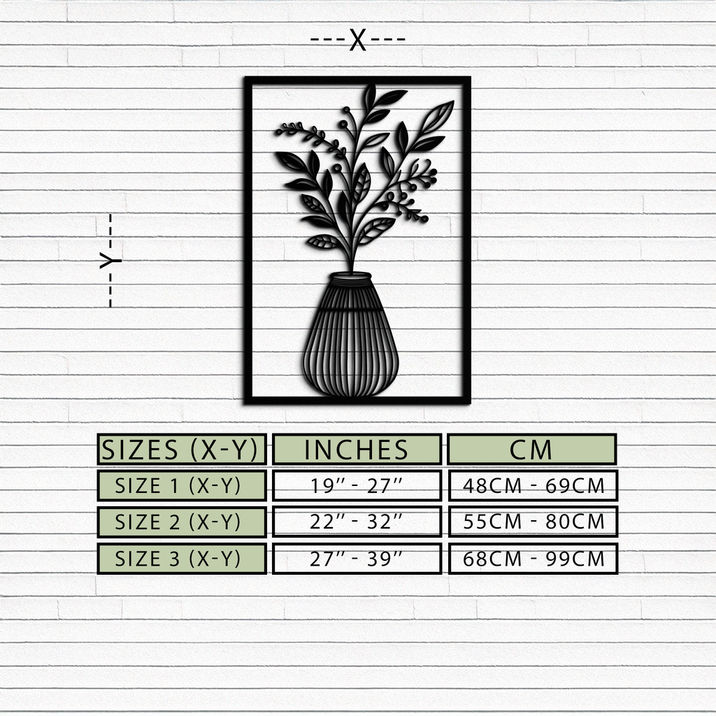 Botanical Vase Metal Wall Art – Elegant Plant Silhouette for Modern Nature-Inspired Decor- KAF357