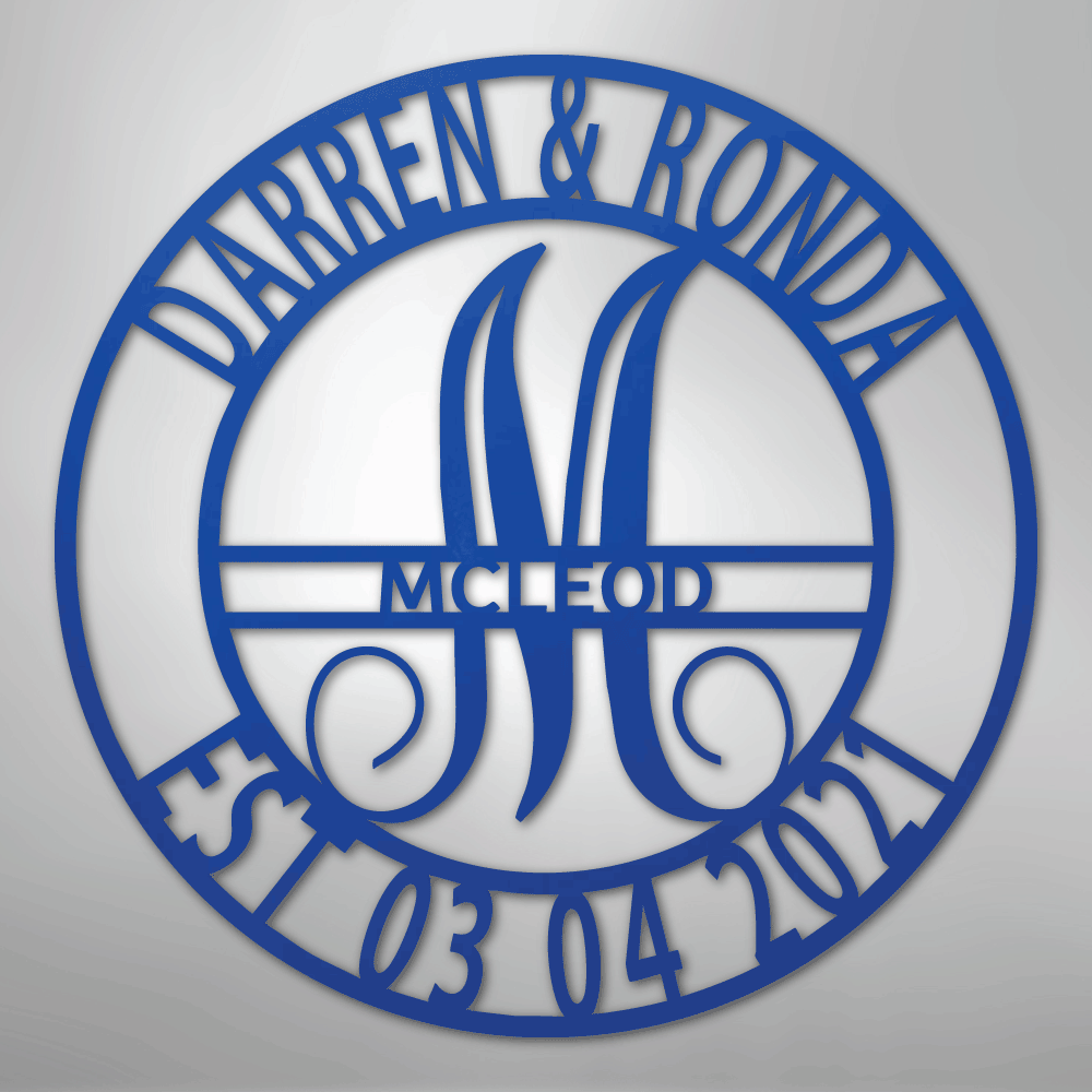 Custom Metal Wall Art - Personalized Split Letter Monogram Sign