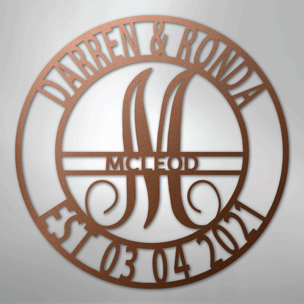 Custom Metal Wall Art - Personalized Split Letter Monogram Sign