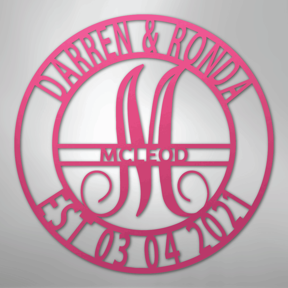 Custom Metal Wall Art - Personalized Split Letter Monogram Sign