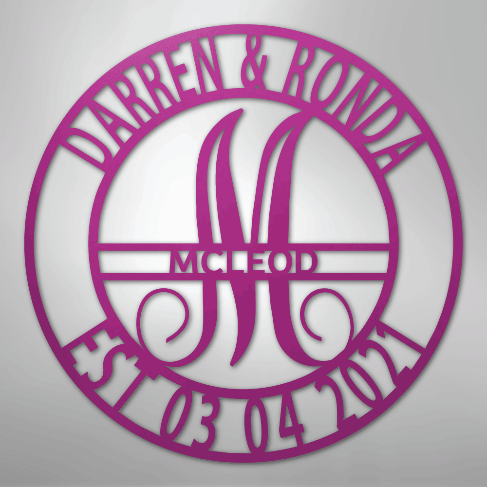 Custom Metal Wall Art - Personalized Split Letter Monogram Sign