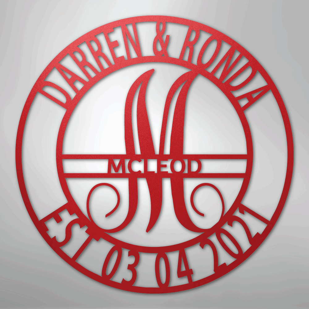 Custom Metal Wall Art - Personalized Split Letter Monogram Sign