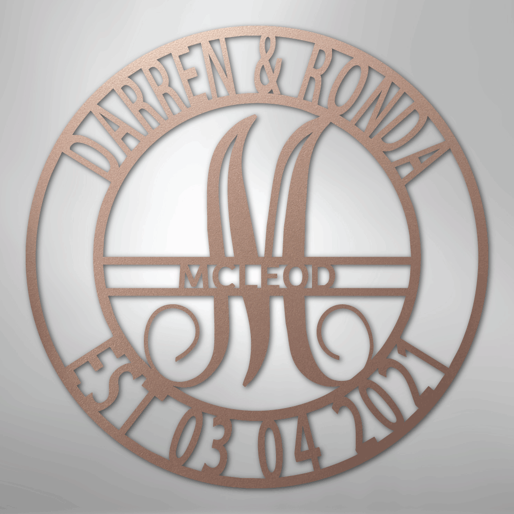 Custom Metal Wall Art - Personalized Split Letter Monogram Sign