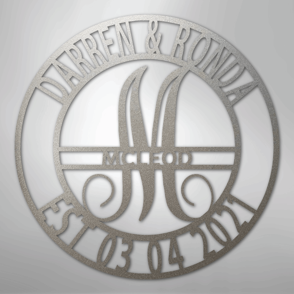 Custom Metal Wall Art - Personalized Split Letter Monogram Sign