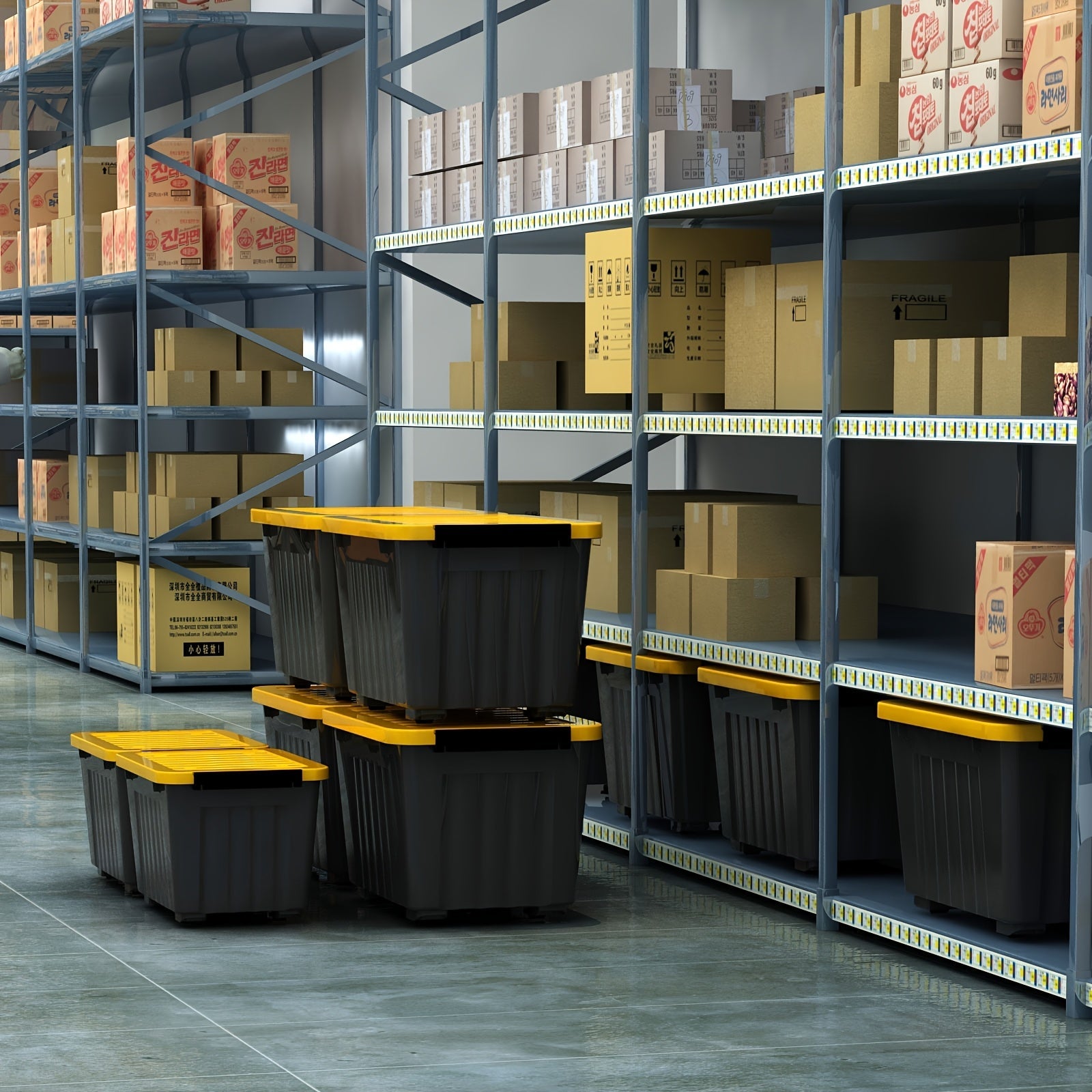 72/97QT Storage Box with Wheels & Lid – Stackable Heavy Duty Organizer 4-6-Pack