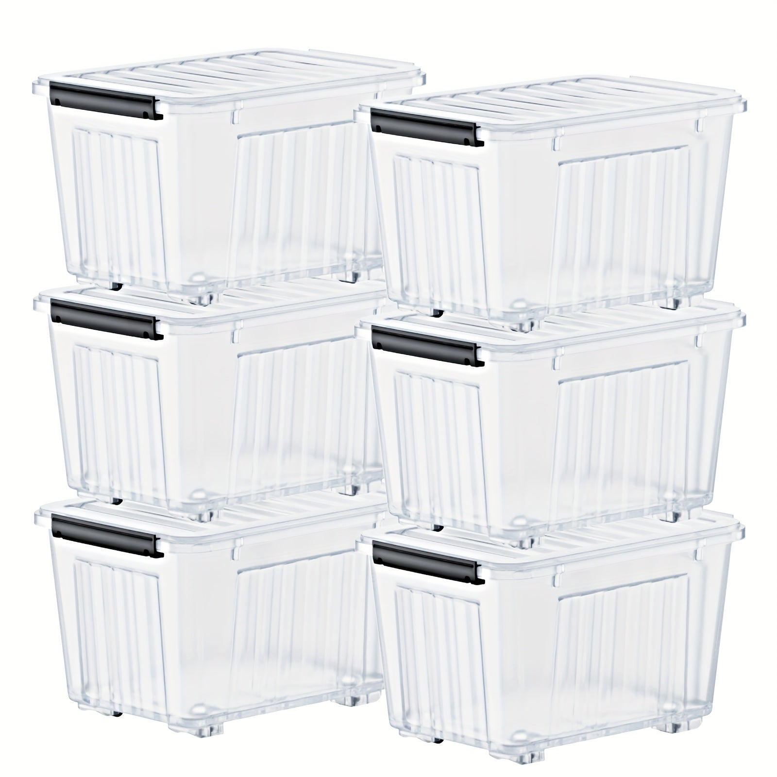 72/97QT Storage Box with Wheels & Lid – Stackable Heavy Duty Organizer 4-6-Pack