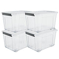 72/97QT Storage Box with Wheels & Lid – Stackable Heavy Duty Organizer 4-6-Pack