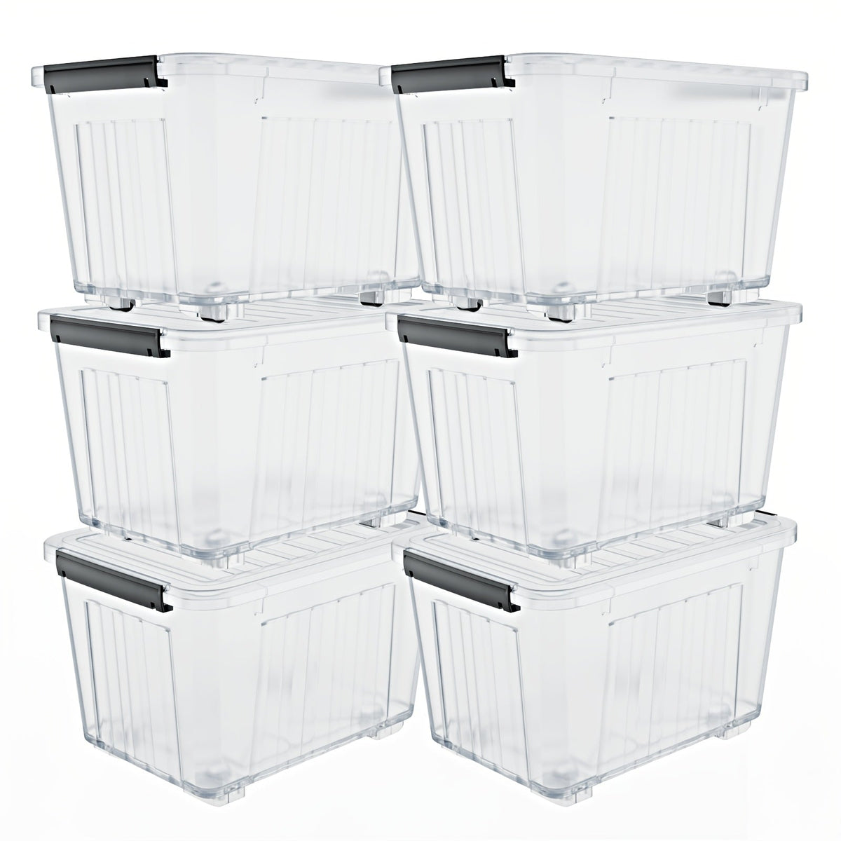 72/97QT Storage Box with Wheels & Lid – Stackable Heavy Duty Organizer 4-6-Pack