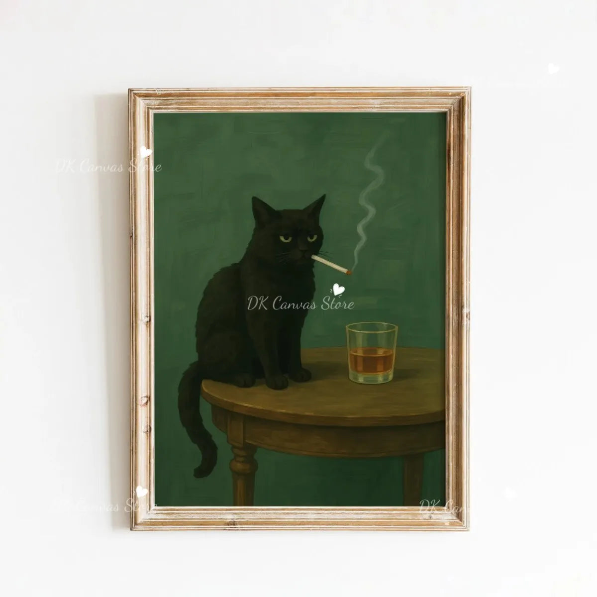 Whimsical Black Cat Eating Canvas Print Poster Vintage Funny Animal Art Prints Kitchen Living Room Wall Art Home Decor Poster