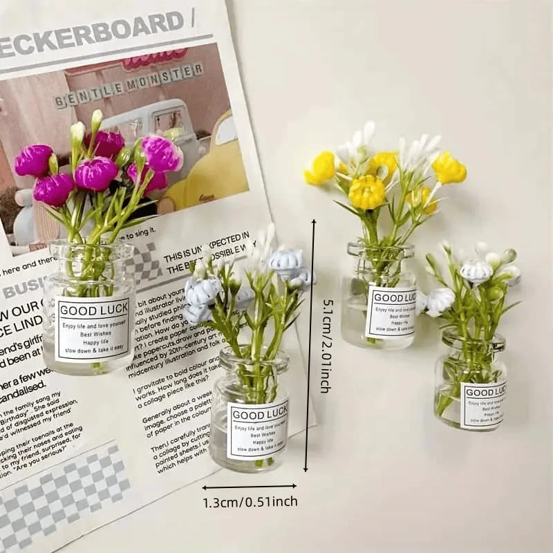 8pcs Mini Small Vase Magnets Cute Mini Refrigerator Magnets 3D Vase Fun Refrigerator Accessories Kitchen Decoration Holiday Gif