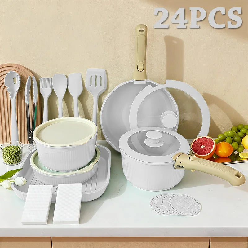 Pots and Pans Set, Nonstick Cookware Set Detachable Handle, Induction Kitchen Cookware Sets , RV Cookware Set, Oven Safe