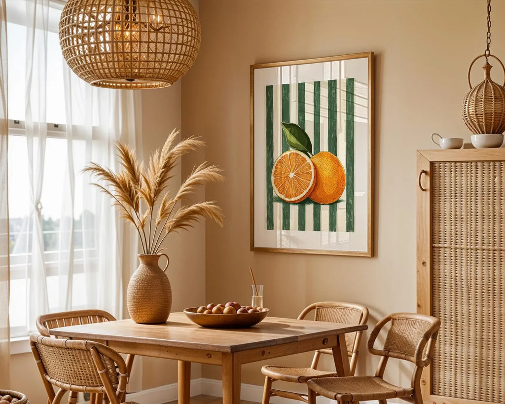 Orange Wall Decor, Orange Fruit Poster, Farmhouse Kitchen Art Painting, Kitchen Prints, Trendy Food Art, Retro Kitchen Art, Fruit