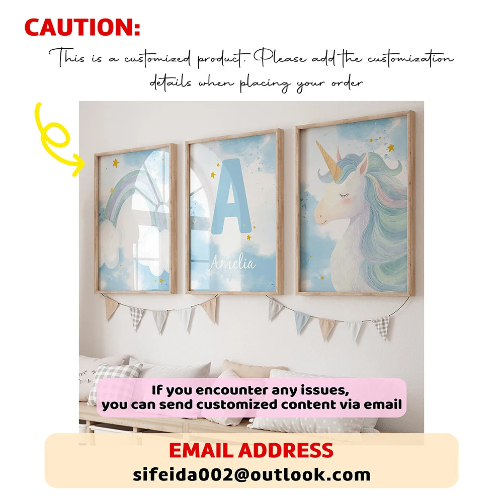 Personalized Custom Name Cartoon Child Stripe Wall Art Print Picture Canvas Poster Painting For Living Room Home Decor Gift