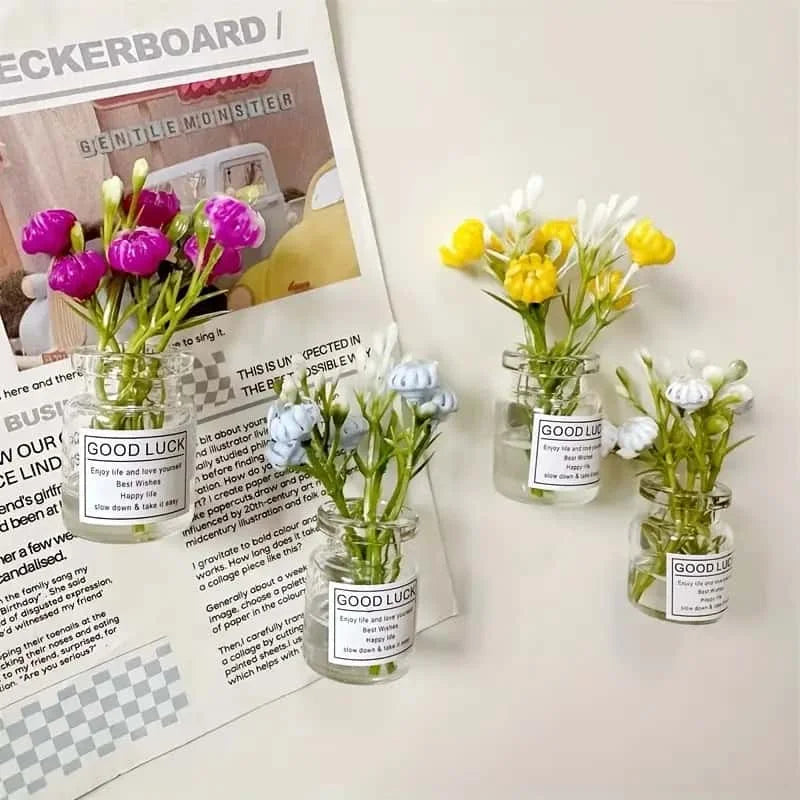 8pcs Mini Small Vase Magnets Cute Mini Refrigerator Magnets 3D Vase Fun Refrigerator Accessories Kitchen Decoration Holiday Gif