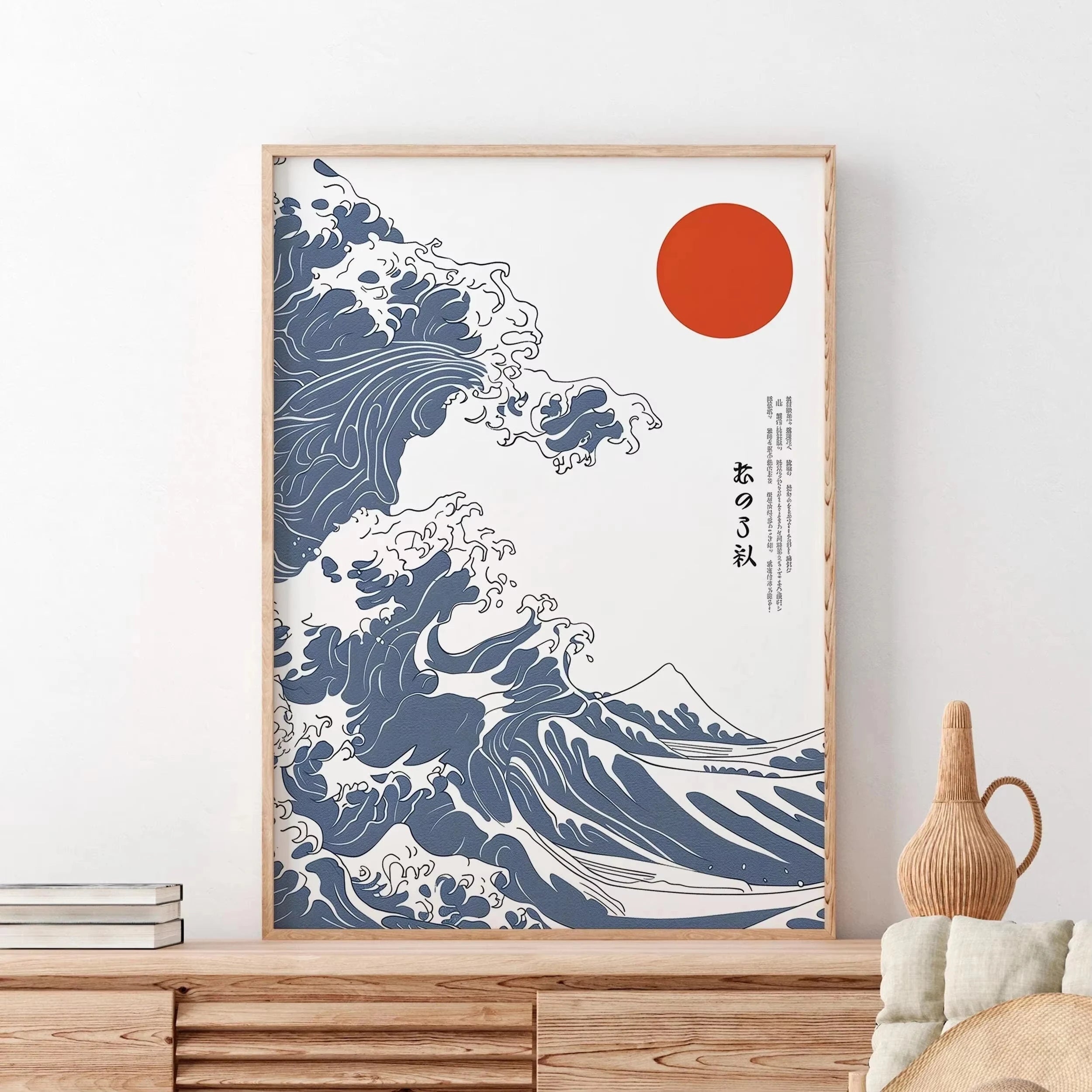 Japanese Mount Fuji Waves Canvas Print Retro Classic Sunrise Temple Landscape Poster Home Living Room Decor Gift