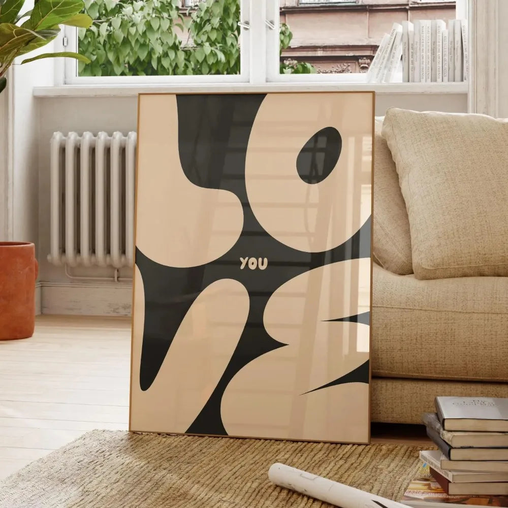Chic Blue Red Love Canvas Prints Minimalist Valentine's Day Wall Art Poster for Modern Living Room and Home Decor Christmas Gift