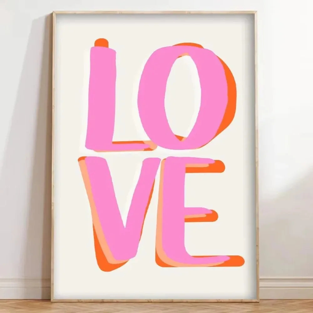 Chic Blue Red Love Canvas Prints Minimalist Valentine's Day Wall Art Poster for Modern Living Room and Home Decor Christmas Gift